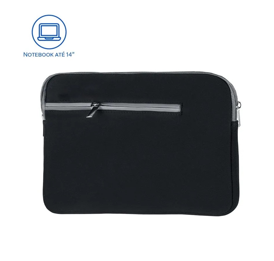 CASE PARA NOTEBOOK 14 NEOPRENE PRETO E CINZA BO207