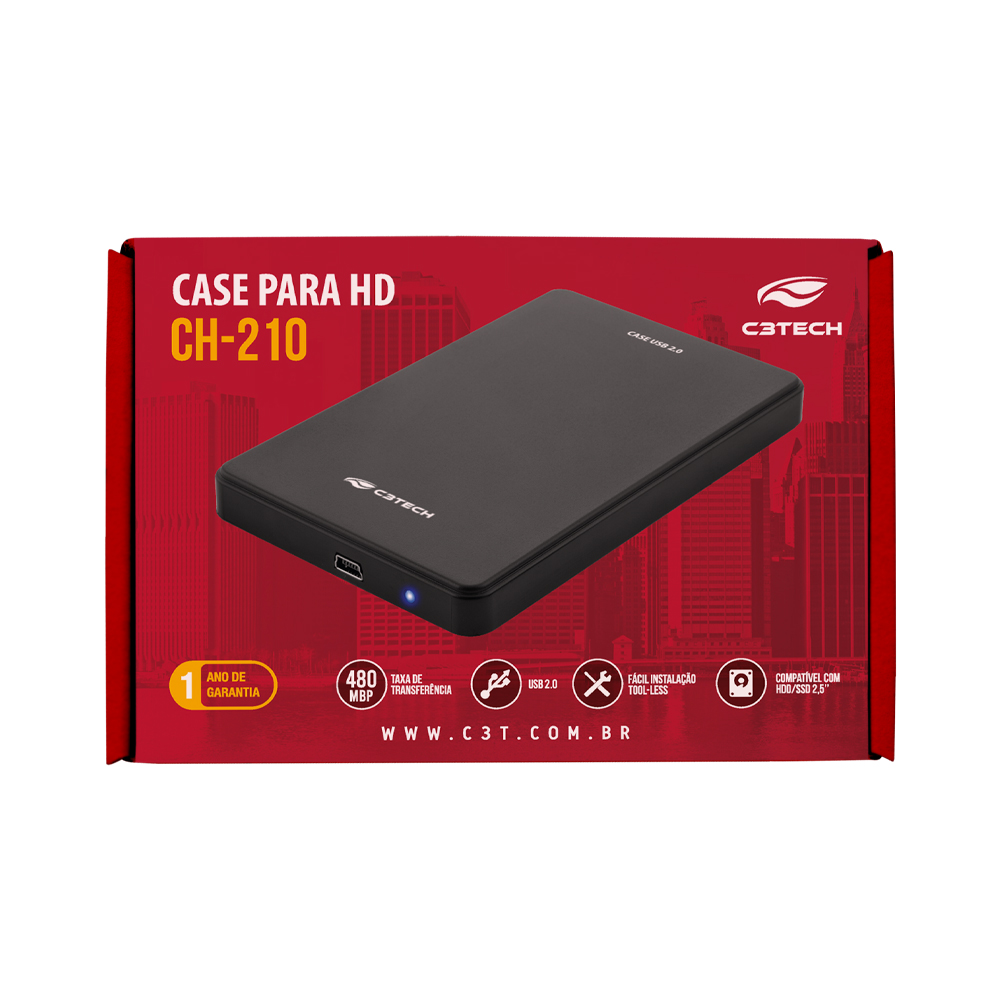 GAVETA P/HD EXTERNO 2,5  USB 2.0 CH-210BK C3T